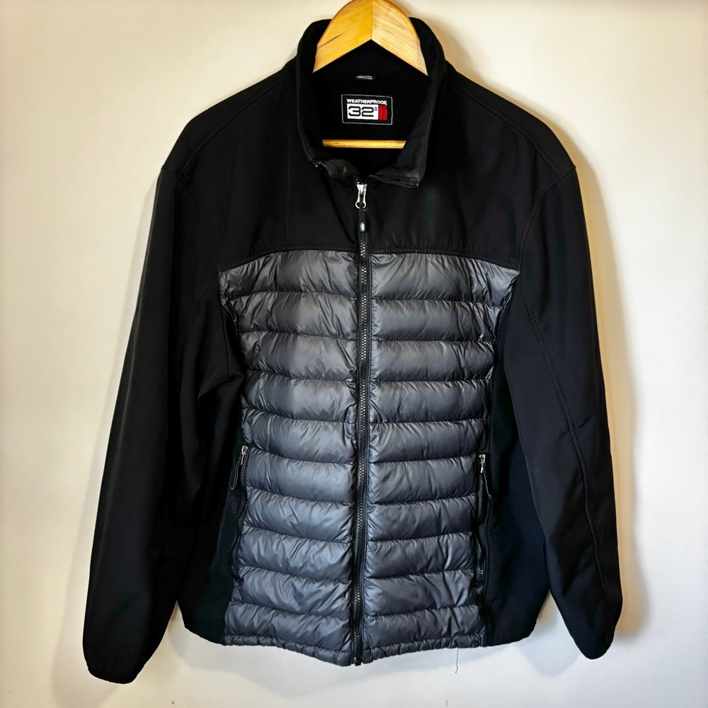 Weatherproof 32 Degrees Men’s Black Puffy Quilted Down Performance Jacket